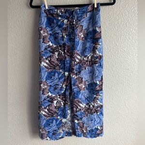 Urban Outfitters Blue Floral Midi Skirt | Size S